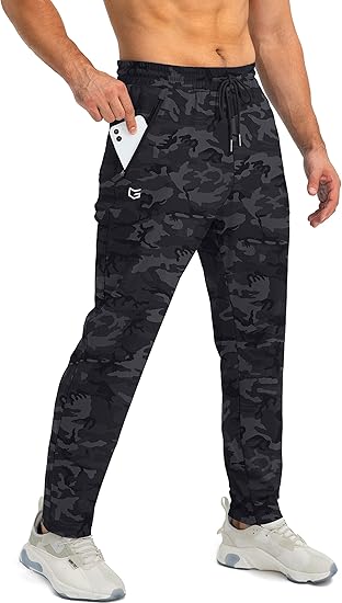 Herren Jogginghose Camouflage Schwarz, Sporthose mit Taschen, Fitnessmode, Bequem und Stylisch