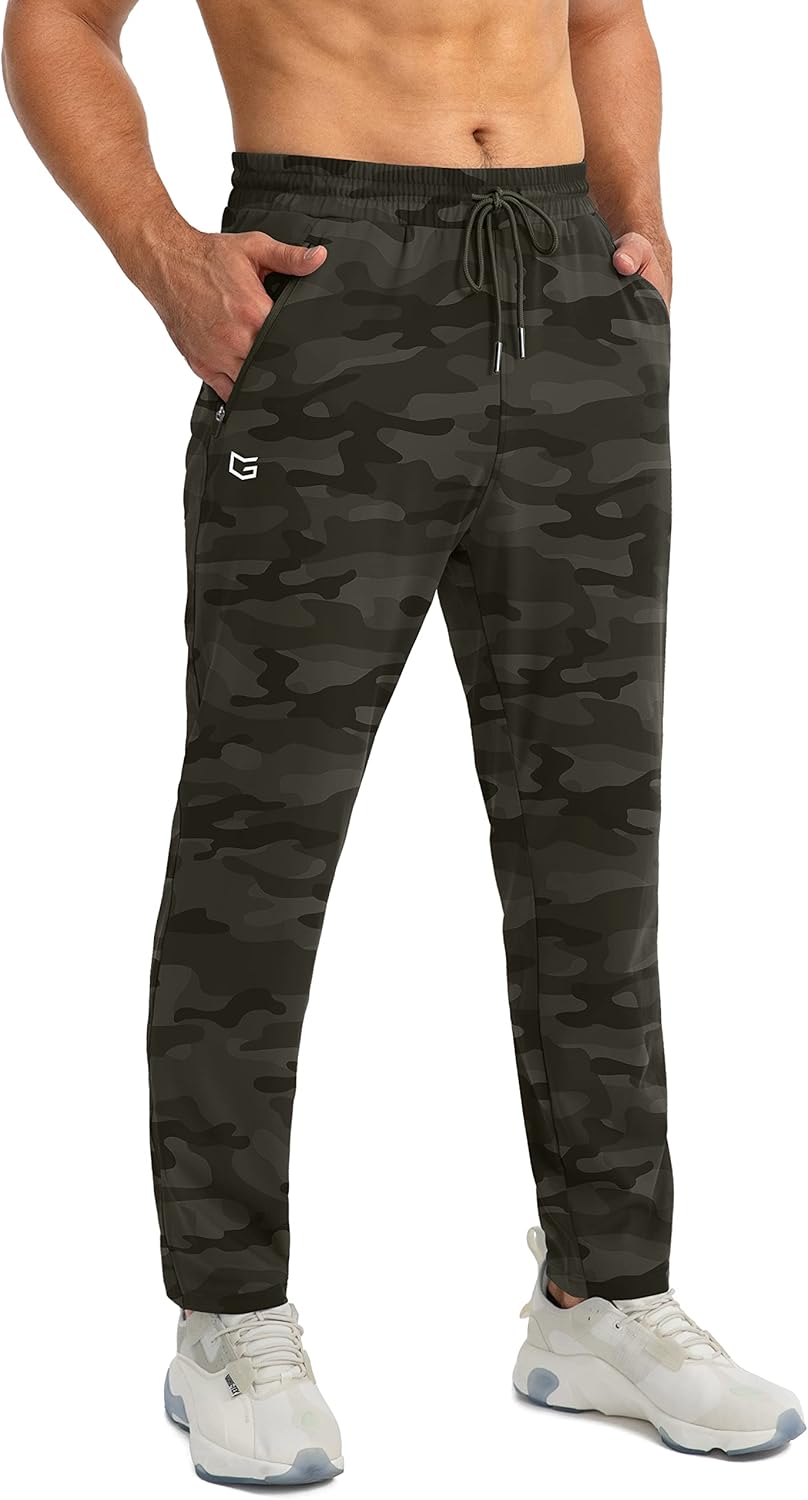 Herren Jogginghose Camouflage, grün, elastisch, mit Taschen, Sportbekleidung, Fitnessmode