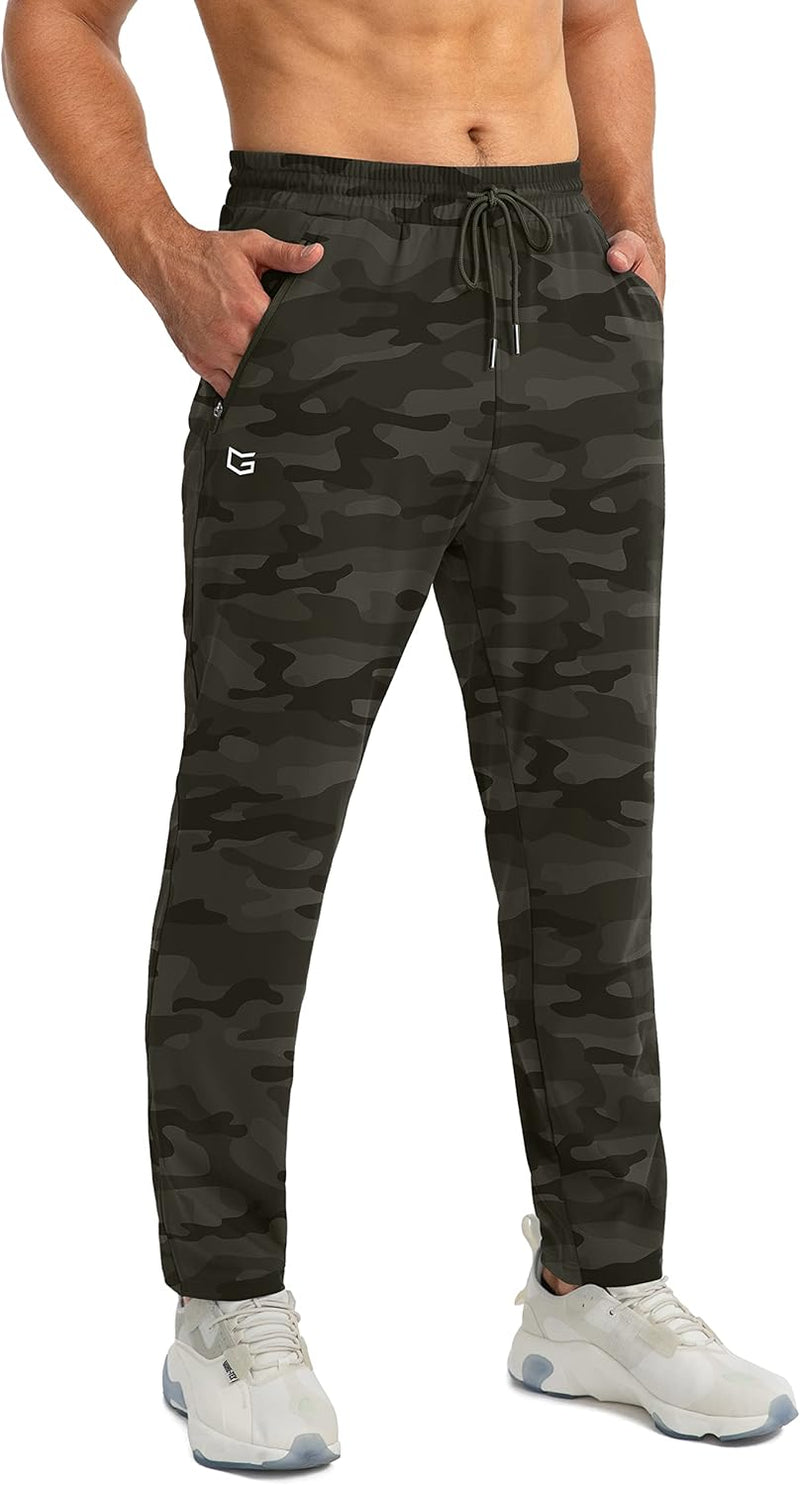 Herren Jogginghose Camouflage, grün, elastisch, mit Taschen, Sportbekleidung, Fitnessmode