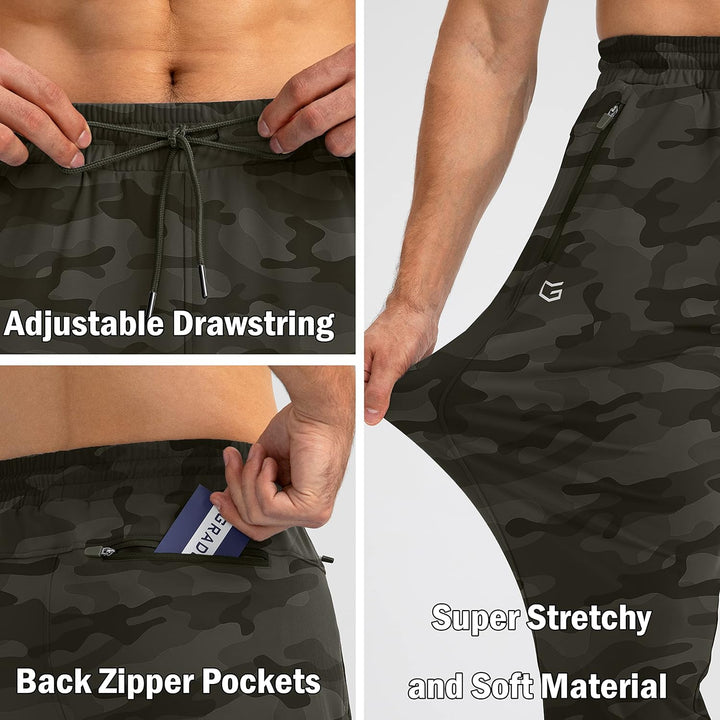 Camo Jogginghose mit verstellbarem Kordelzug, Reißverschlusstaschen, super dehnbar, Herrenmode.