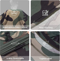 Camouflage-Mütze, atmungsaktiv, geruchskontrolliert, dehnbar, nahtlos, tagless Label.
