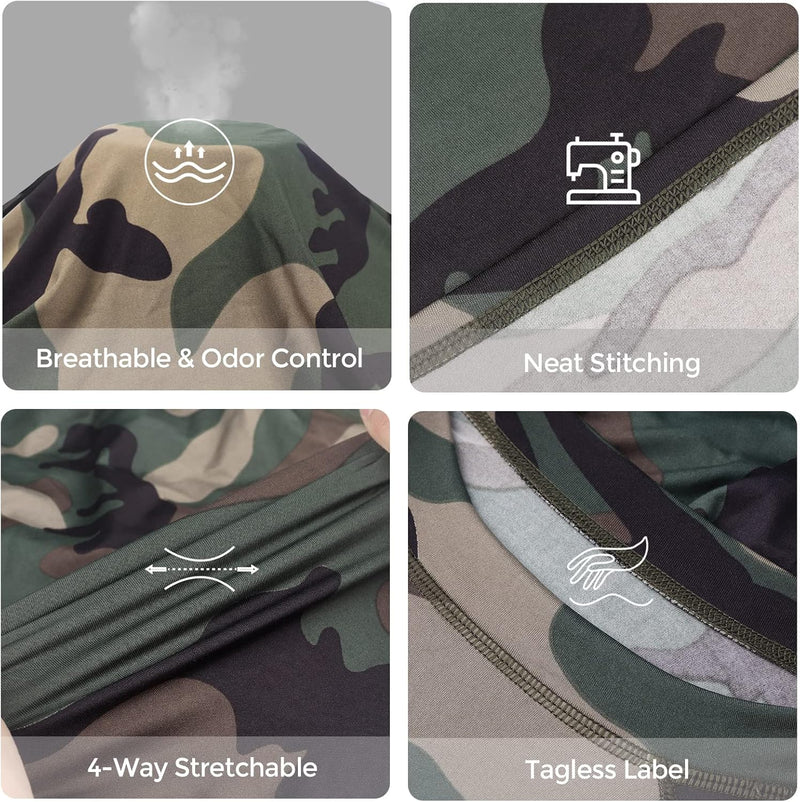 Camouflage-Mütze, atmungsaktiv, geruchskontrolliert, dehnbar, nahtlos, tagless Label.