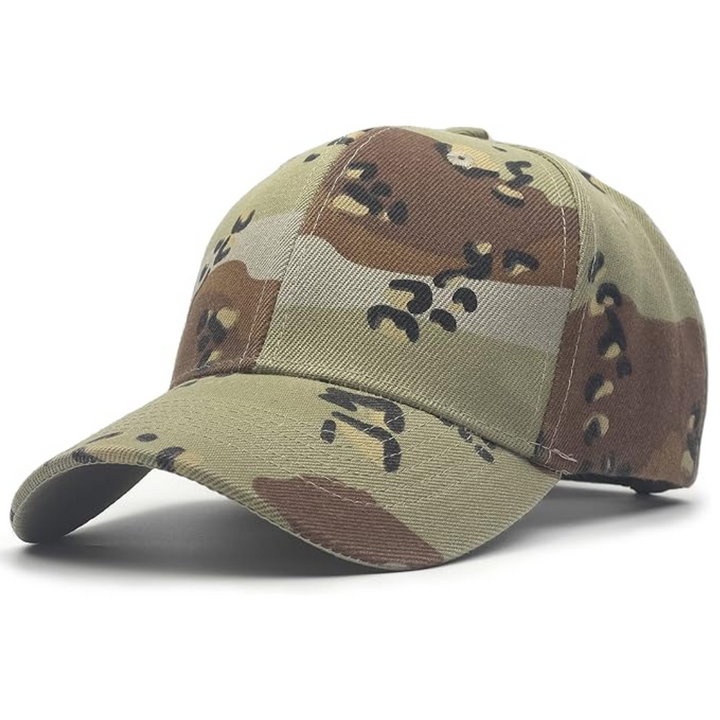 Camouflage-Basecap, grün-braun, Baumwolle, verstellbar, Outdoor, Herrenmode, Accessoire.