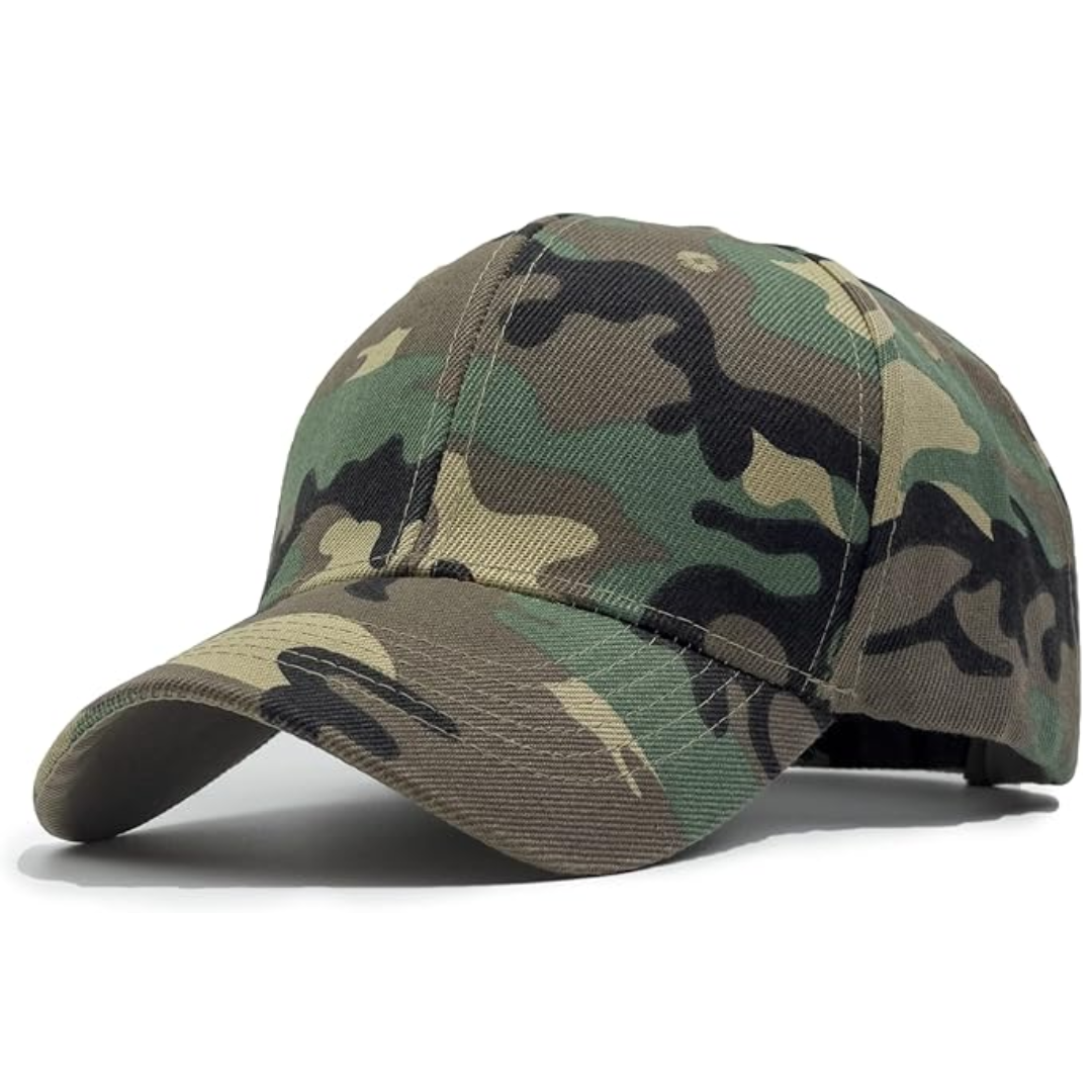 Camouflage-Basecap, grün-braun, Baumwolle, verstellbar, Outdoor, Herrenmode, Freizeitkleidung.