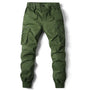Grüne Herren-Cargohose, Baumwolle, militärischer Stil, Streetwear, Jogging, Voll-Länge.