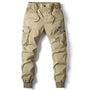 Cargo-Hose Herren, beige, Baumwolle, Jogging, Streetwear, militärisch, taktisch, lang.