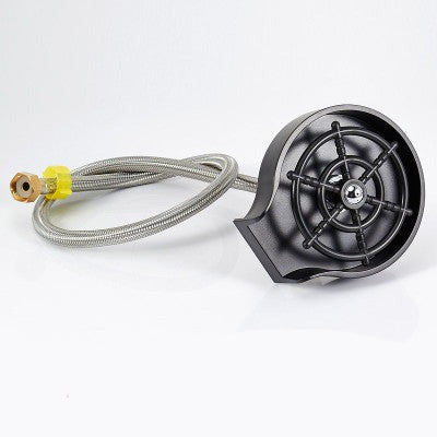 Schwarzer Hochdruck-Wasserschlauch mit Düse, Edelstahl, für Gartenbewässerung.