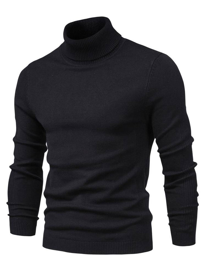 Schwarzer Rollkragenpullover Herren, Strick, warm, elegant, modisch, Wintermode.