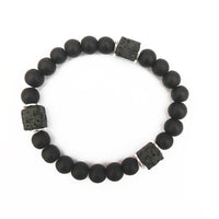 Schwarzes Armband mit Lavastein-Perlen, elastisch, modisch, Unisex-Schmuck.