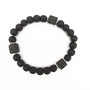 Schwarzes Armband mit Lavastein-Perlen, elastisch, modisch, Unisex-Schmuck.