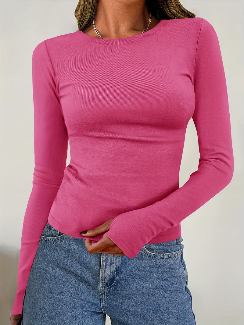 Damen Langarm Top mit Rundhalsausschnitt für Herbst & Winter – Vivienne