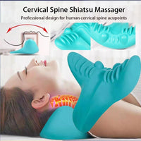 Türkiser Shiatsu-Nackenmassagegerät für die Halswirbelsäule, ergonomisches Design.