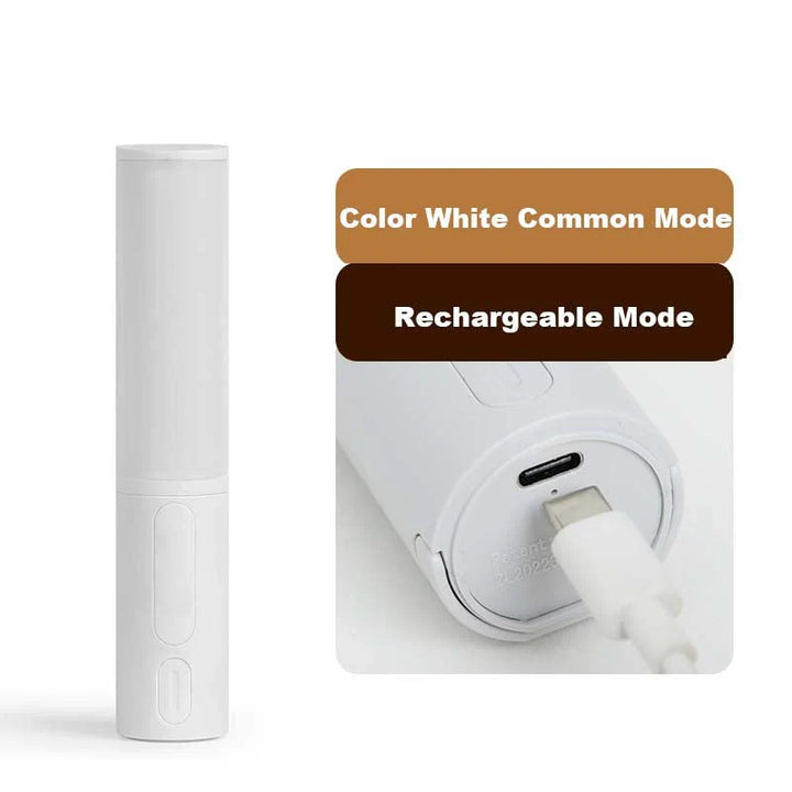 Weißer wiederaufladbarer USB-Staubsauger, tragbar, kabellos, für Auto und Haushalt.