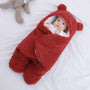 Rote Baby-Fußsack, Teddy-Stoff, warm, bequem, Neugeborene, Winter, Schlafsack.