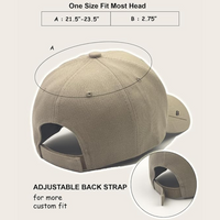 Beige Baseballcap mit verstellbarem Rückengurt, Einheitsgröße, Baumwolle, Unisex.