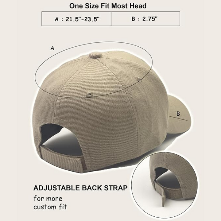 Beige Baseballcap mit verstellbarem Rückengurt, Einheitsgröße, Baumwolle, Unisex.