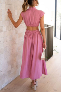 Elegantes Sommer-Midikleid mit Rollkragen und Taillenausschnitt – Avelina