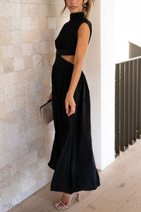 Elegantes Sommer-Midikleid mit Rollkragen und Taillenausschnitt – Avelina