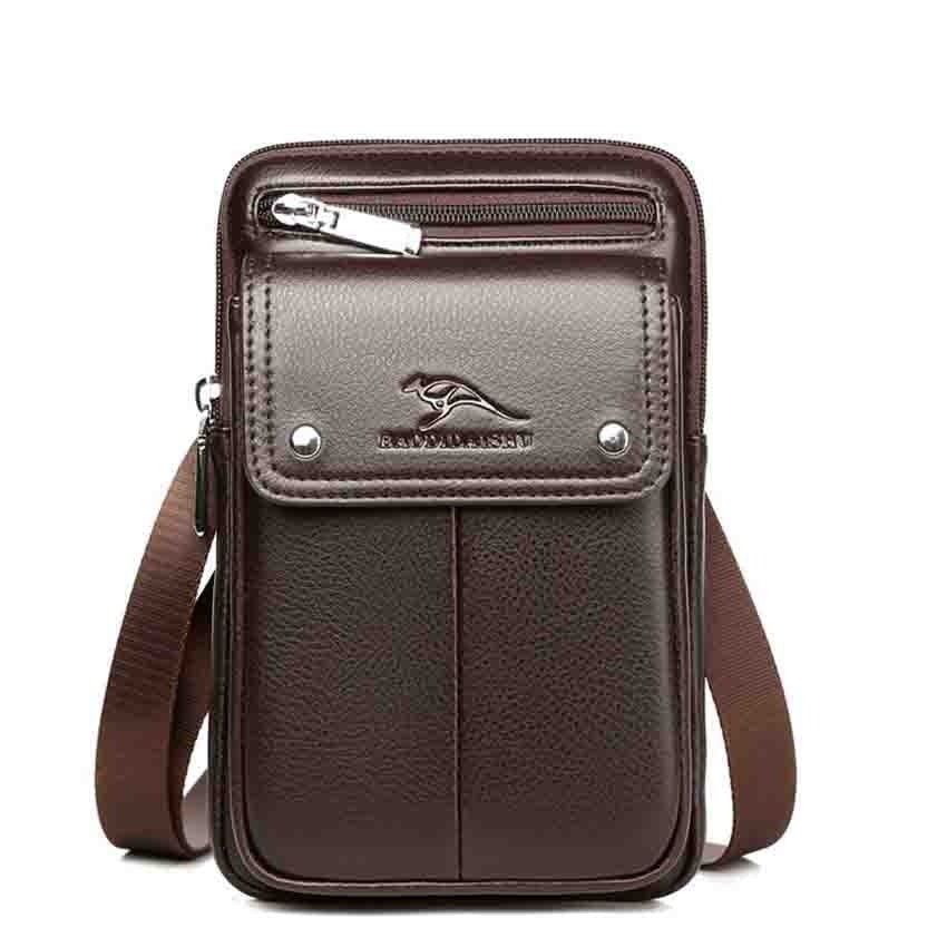 Kompakte PU-Leder Crossbody-Tasche für Herren mit verstellbarem Schulterriemen