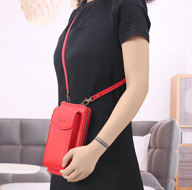 Kompakte Schultertasche aus PU-Leder mit verstellbarem Riemen