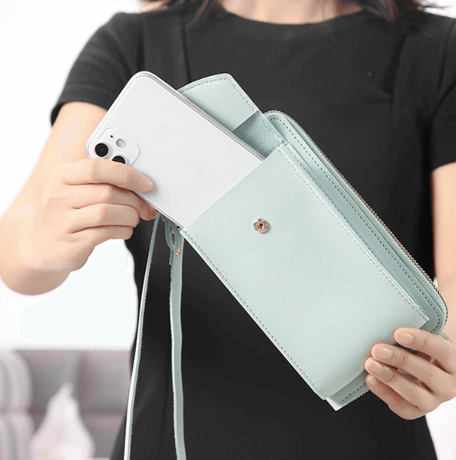 Kompakte Schultertasche aus PU-Leder mit verstellbarem Riemen