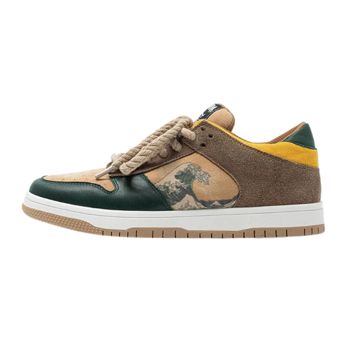 Kunstvolle Unisex Plateau-Sneakers mit Wellenmotiv – Daiki