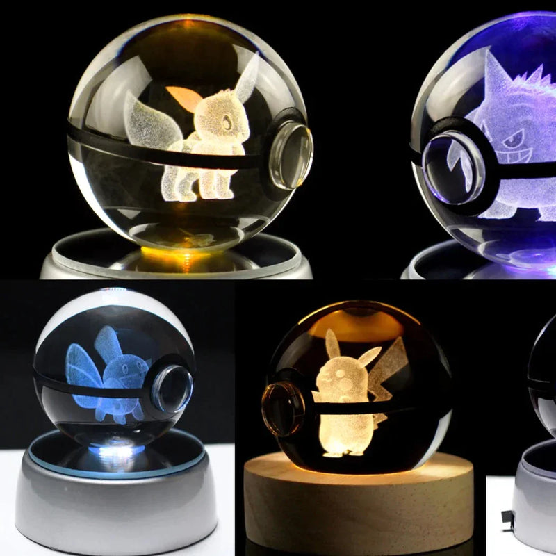 AA OUTOF STOCK Kristall-Pokékugel mit LED-Standfuß – Interaktives Sammelspielzeug
