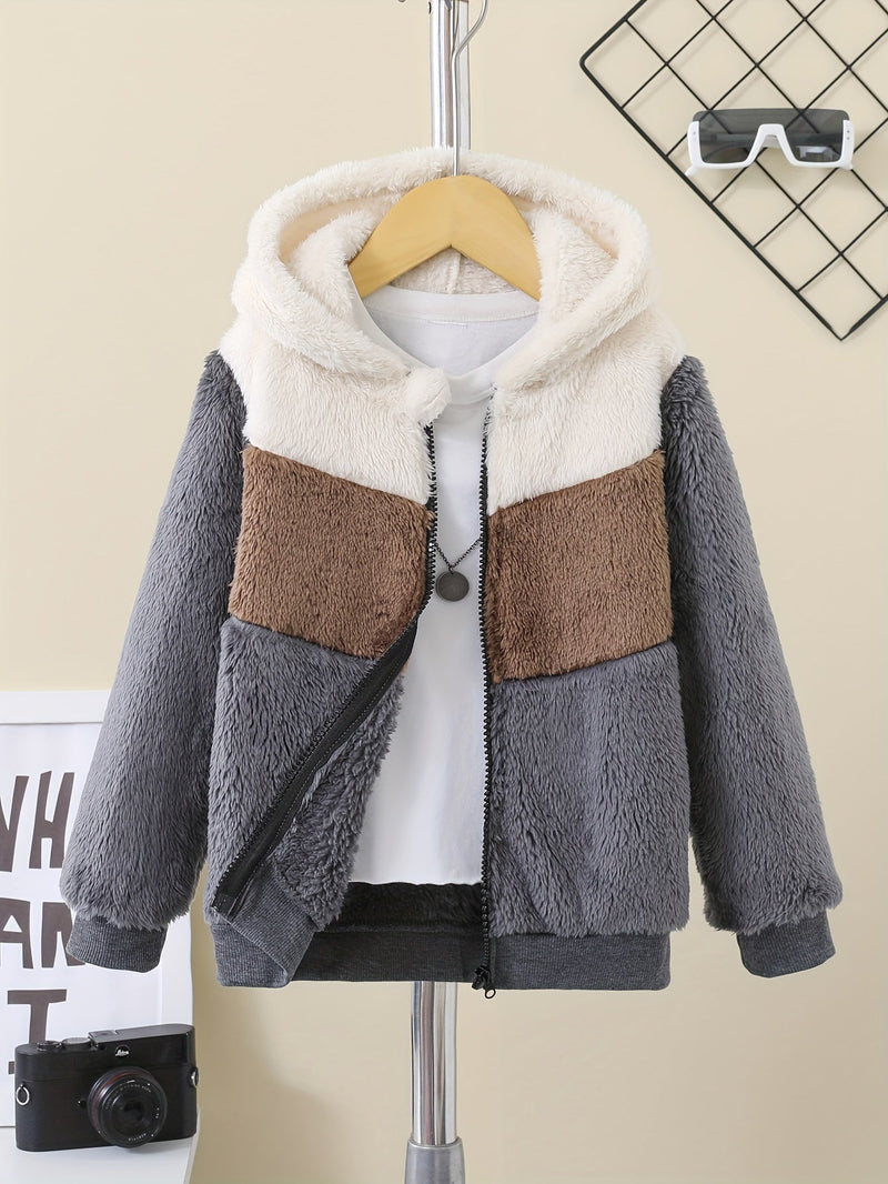 Bleib warm mit Stil – Zafie Winter Fleece Kapuzenjacke mit Reißverschluss für Kinder
