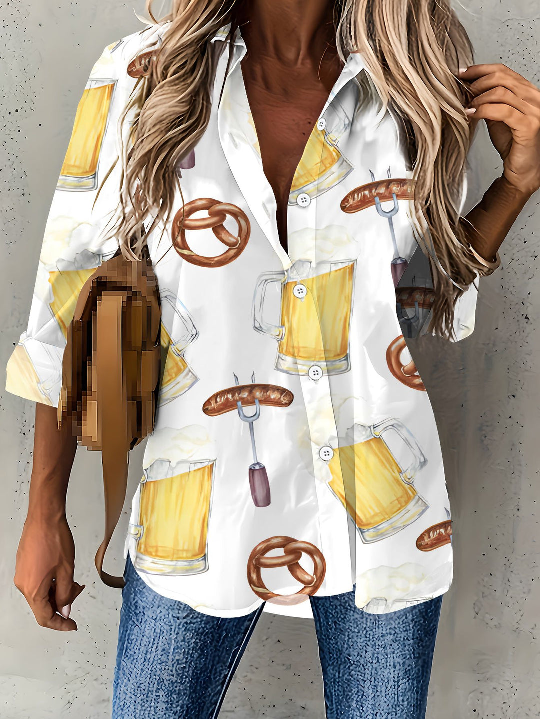 Damen Plus Size Bluse mit All-Over-Print – Greta Oktoberfest 2025