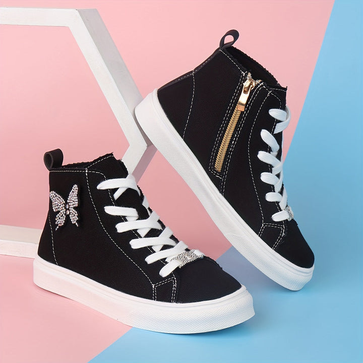 Hohe Canvas-Kindersneaker Lunel | mit Schmetterlingsschleife | Stilvoll & Verspielt