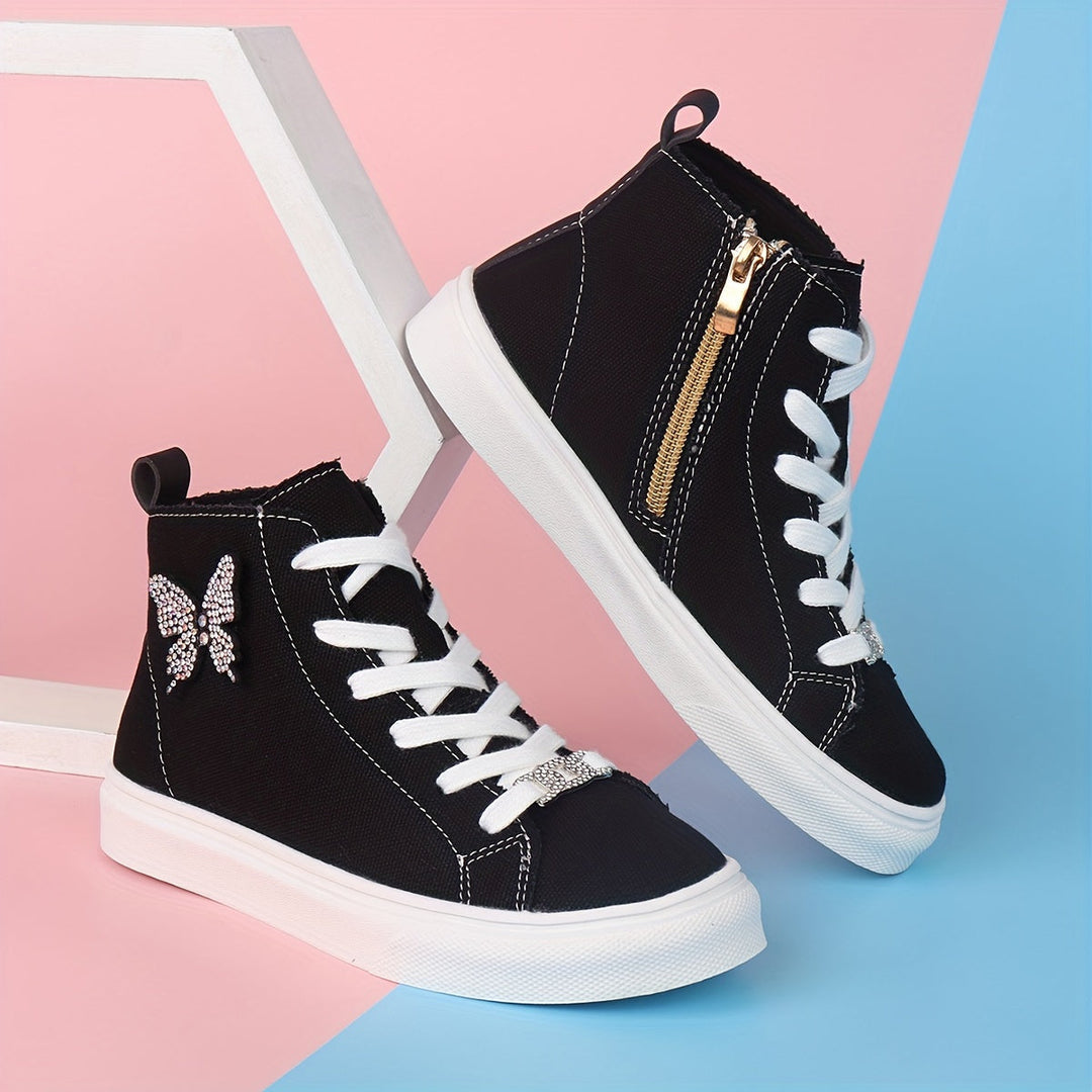 Hohe Canvas-Kindersneaker Lunel | mit Schmetterlingsschleife | Stilvoll & Verspielt