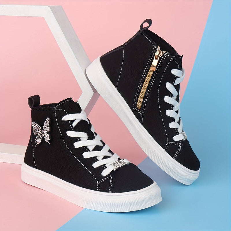 Hohe Canvas-Kindersneaker Lunel | mit Schmetterlingsschleife | Stilvoll & Verspielt