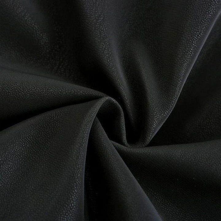 Schwarzer Kunstlederstoff, strukturiert, für Polster, Mode, Dekoration, hochwertig.