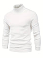 Weißer Rollkragenpullover Herren, Baumwolle, langärmelig, modisch, elegant.