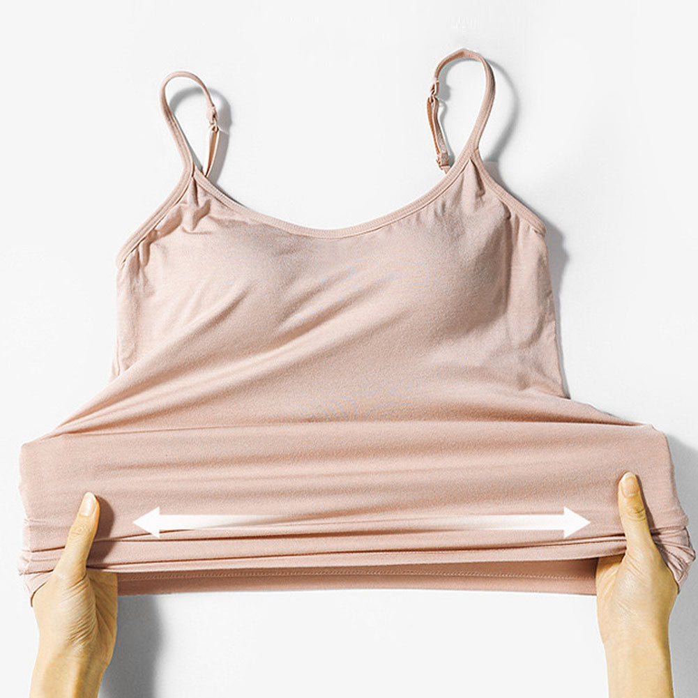 Beige Damen Unterhemd, dehnbar, verstellbare Träger, weiches Material, bequemes Top.