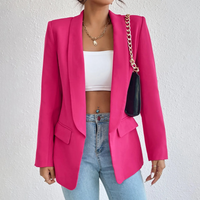 Damenblazer pink Polyester-Baumwolle, langarm, elegant, Büro, modisch, nicht dehnbar.