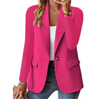 Damenblazer pink, elegant, langärmelig, modisch, ideal für Büro oder Freizeit.