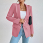 Damen Blazer Rosa Polyester Baumwolle Langarm Büro Mode Elegant Modern