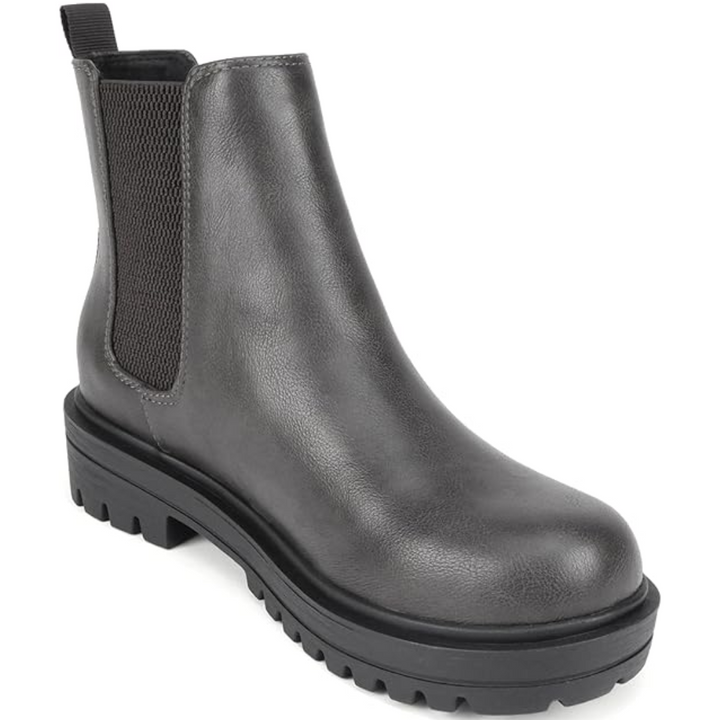 Damen Chelsea Boot, schwarz, Lederoptik, rutschfeste Sohle, modisch, Herbst-Winter-Schuh.