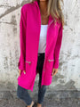 Fuchsia Damenjacke mit Kapuze, Reißverschluss, Taschen, aus Baumwolle, modisch, lässig.