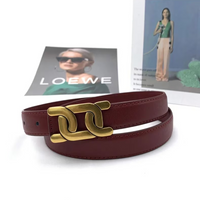 Brauner Ledergürtel mit goldener Schnalle, modisches Accessoire, Damenmode, LOEWE.