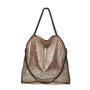 Beige Damenhandtasche aus Leder mit Kettenriemen, modisch und elegant.
