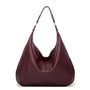Bordeauxrote Lederhandtasche, Hobo-Stil, Damenmode, elegantes Accessoire, Schultertasche.