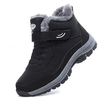 Schwarze wasserdichte Winterstiefel aus Leder, rutschfest, warm gefüttert, Outdoor-Sneaker.