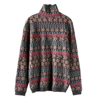 Damen-Jacquard-Pullover, bunt, Rollkragen, lange Ärmel, Herbst-Winter-Mode, Stricktop.