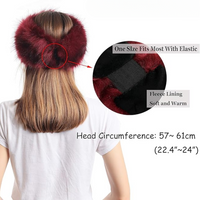 Flauschiges, rotes Kunstfell-Stirnband, elastisch, warm gefüttert, Einheitsgröße, Damenmode.
