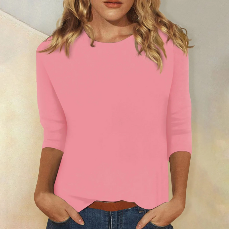 Damen Langarmshirt Rosa, Baumwolle, Freizeitmode, bequem, stilvoll, Alltagskleidung.