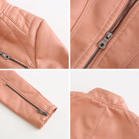 Damen Lederjacke Detailansicht, rosa, Reißverschluss, modisch, hochwertig, stilvoll.
