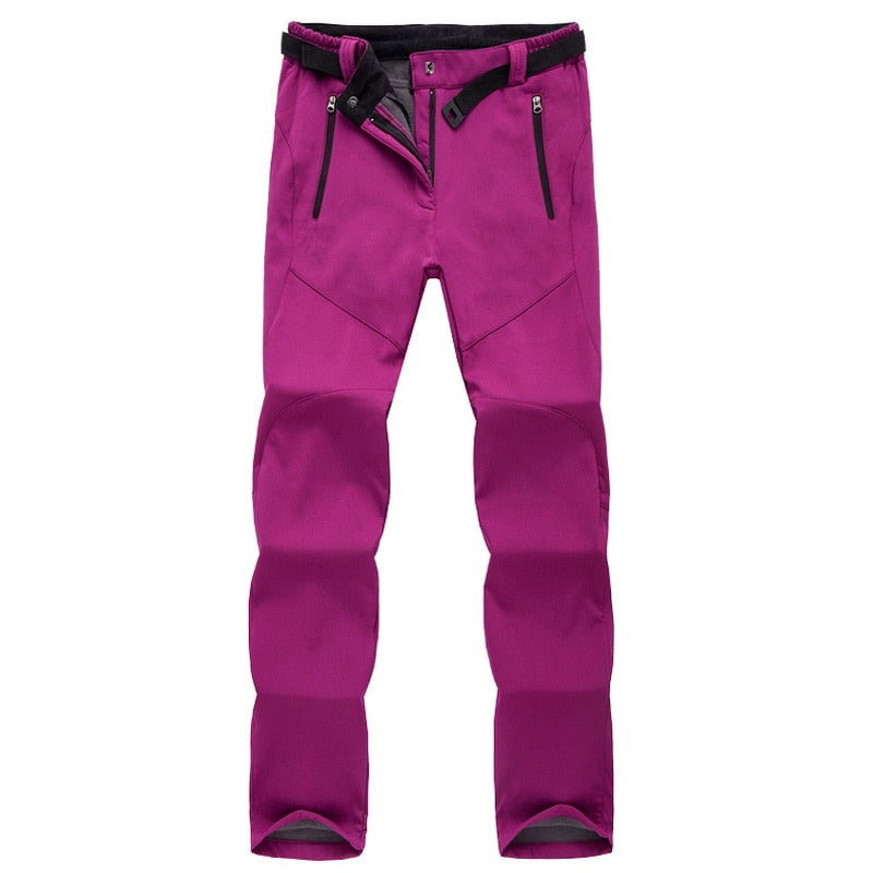 Damen Skihose pink, wasserdicht, winddicht, Outdoor-Winterbekleidung, Reißverschlusstaschen.