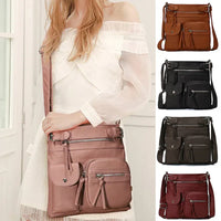 Damen Umhängetasche aus PU-Leder, multifunktional, große Kapazität, in Rosa, Braun, Schwarz.